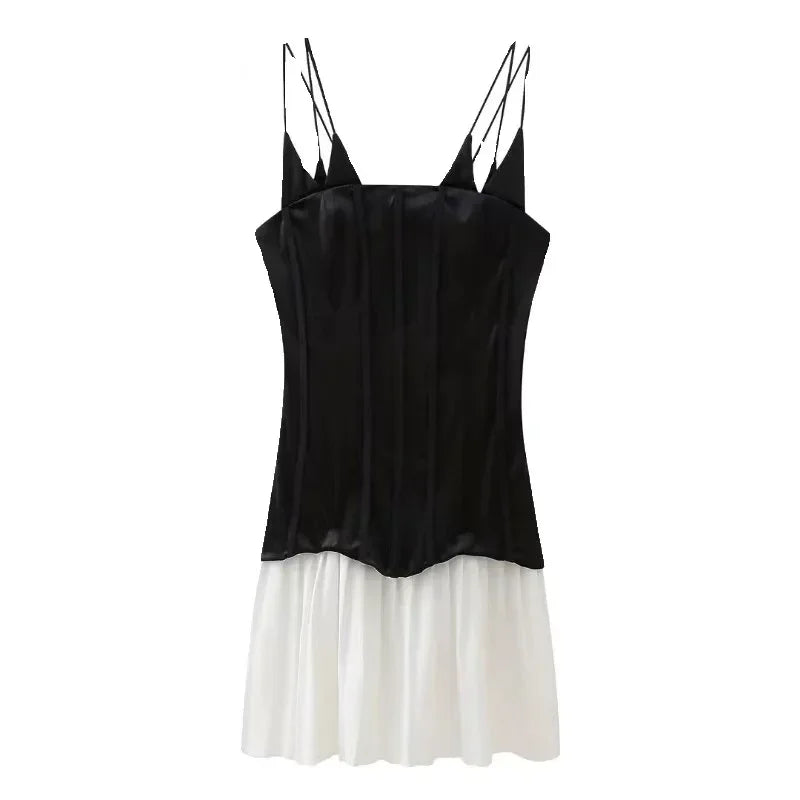 Stylish Backless Color Patchwork Mini Dress for Women - Image 3