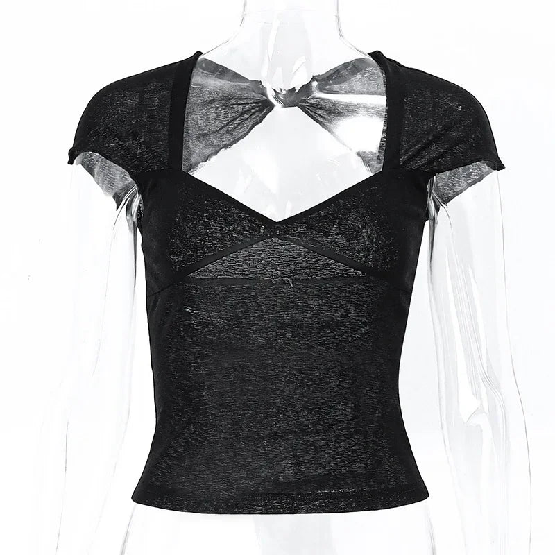 Elegant Square Collar Backless Summer Crop Top - Image 5