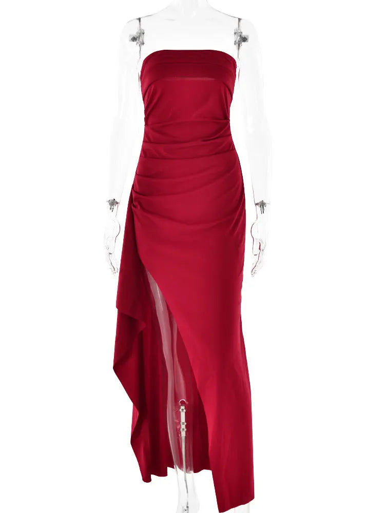 Elegant Off-Shoulder High Slit Maxi Dress for Parties - Image 9
