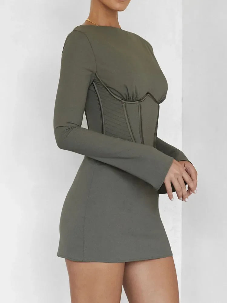 Women’s Backless Full Sleeve Bodycon Mini Dress - Image 4