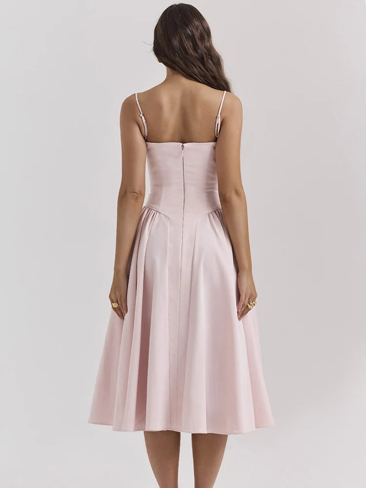 Elegant Vintage A-line Spaghetti Strap Summer Dresses for Women - Image 5