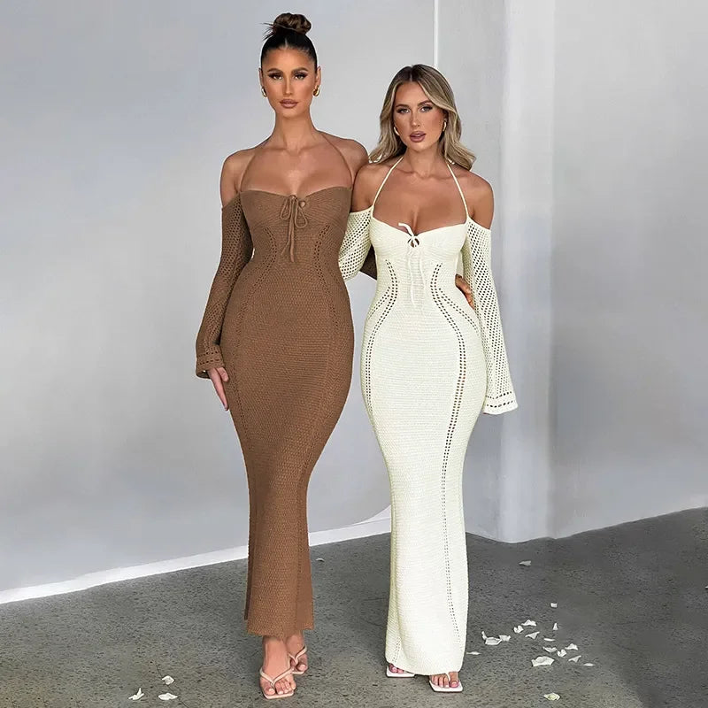 Elegant Backless Off Shoulder Maxi Dress for Women - Image 3