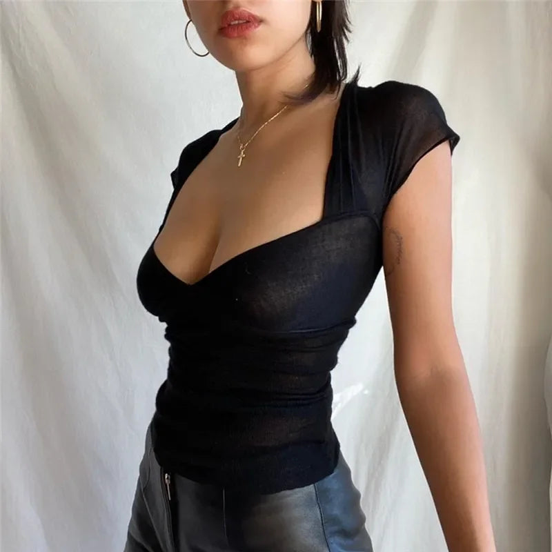 Elegant Square Collar Backless Summer Crop Top - Image 4