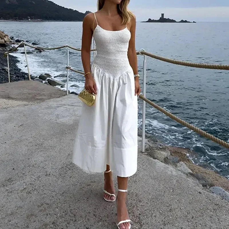 Elegant Off-Shoulder Sleeveless High Waist Beach Dress - Image 4