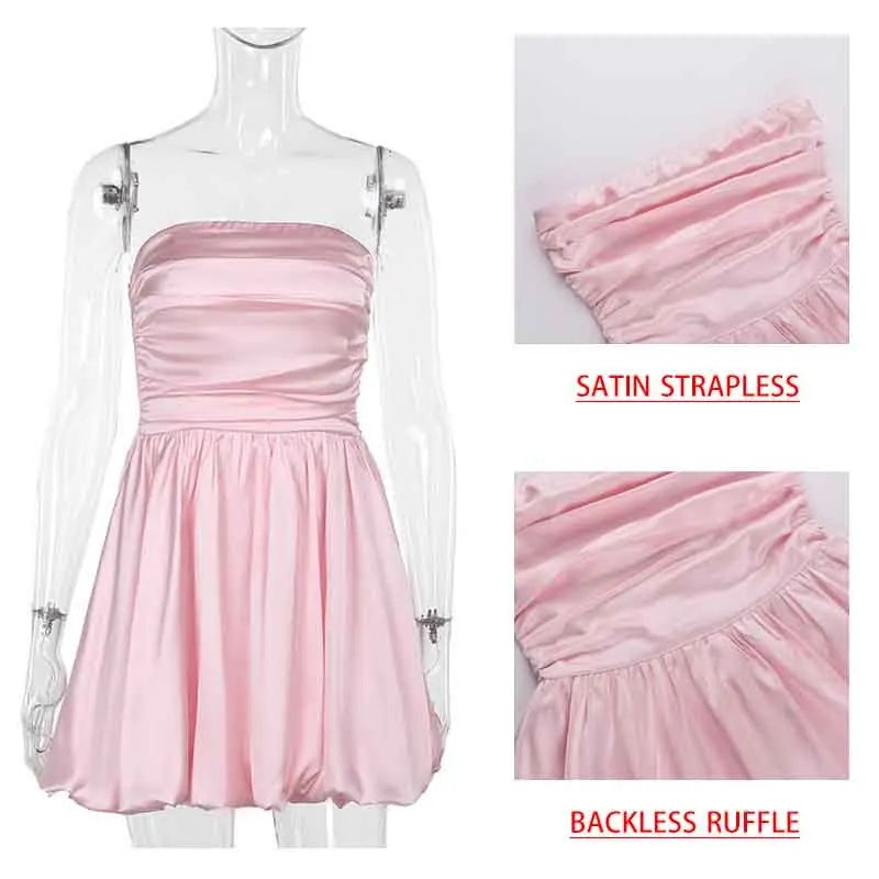 Elegant Strapless Backless Ruffle Mini Party Dress - Image 6