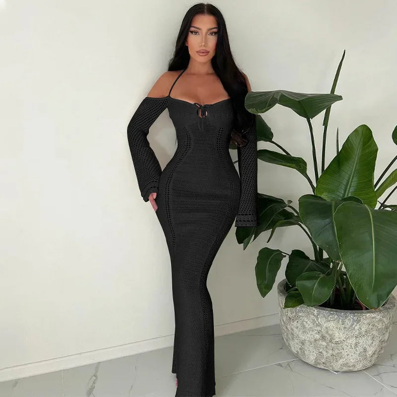 Elegant Backless Off Shoulder Maxi Dress for Women - Image 9