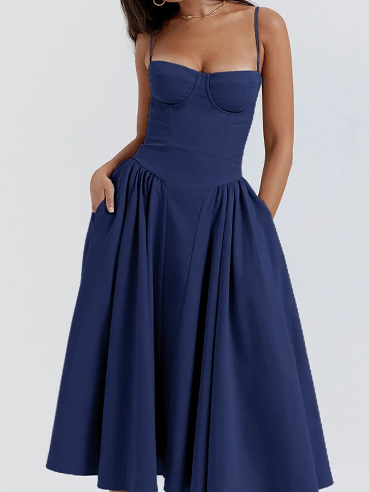 Elegant Sleeveless Backless A-Line Pleated Dress for Summer Events - Image 5