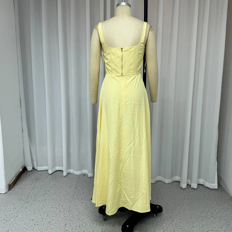 Elegant Summer Suspender Dress with Lace-Up Detail - Image 6
