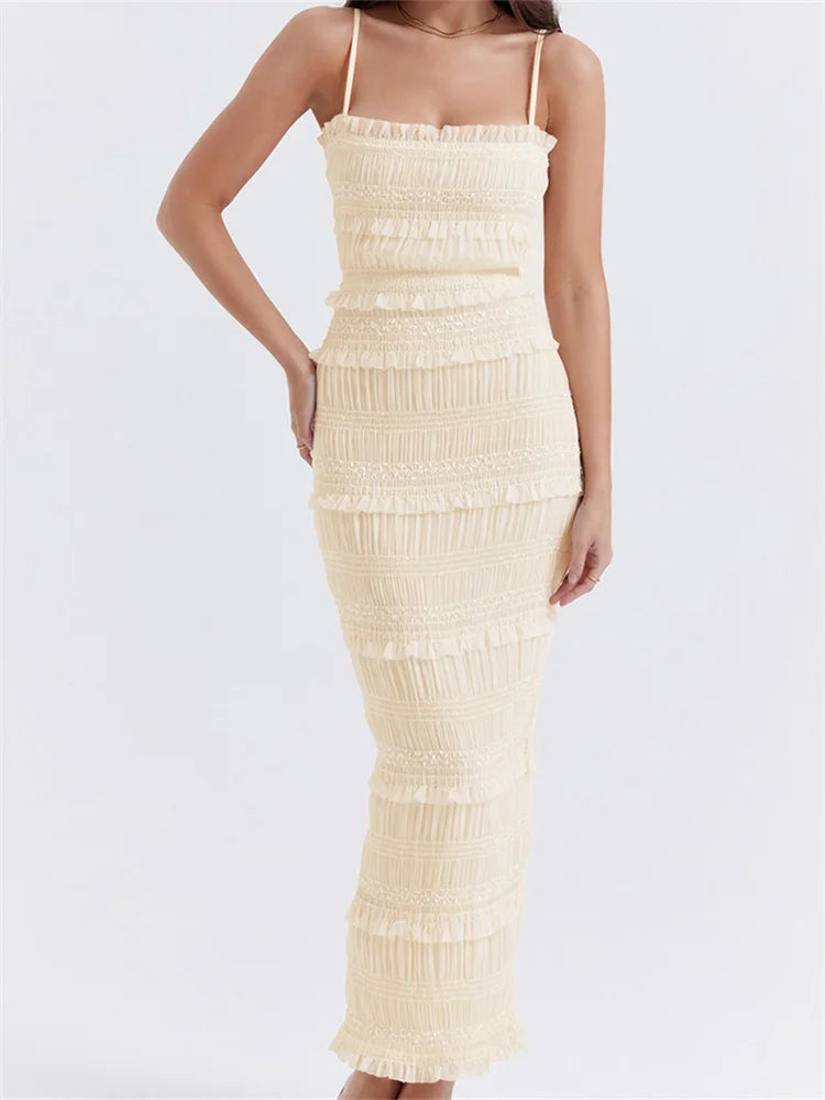Y2K Ruched Sleeveless Sling Dress with Ruffles & Split - Image 8