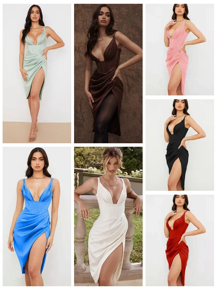 Elegant Satin Bodycon Dress for Summer Events - Image 8