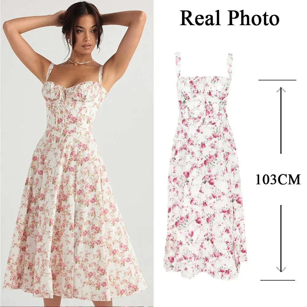 Elegant Lace-Up Spaghetti Strap Midi Dress for Summer - Image 5