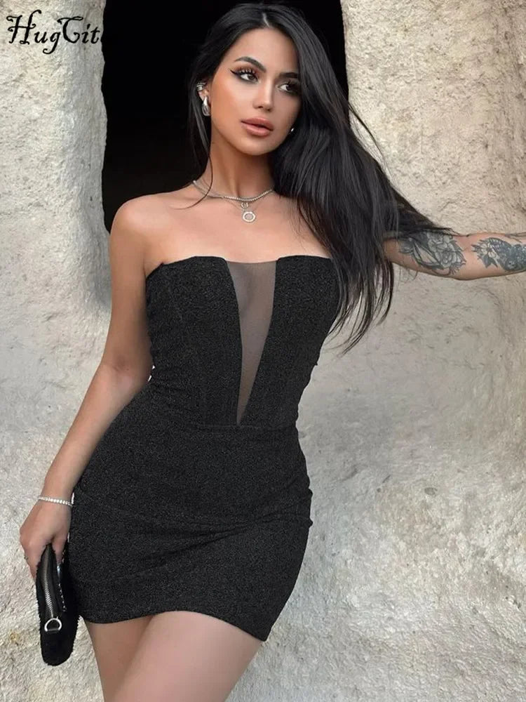 Elegant Strapless Solid Bodycon Mini Dress for Parties - Image 4