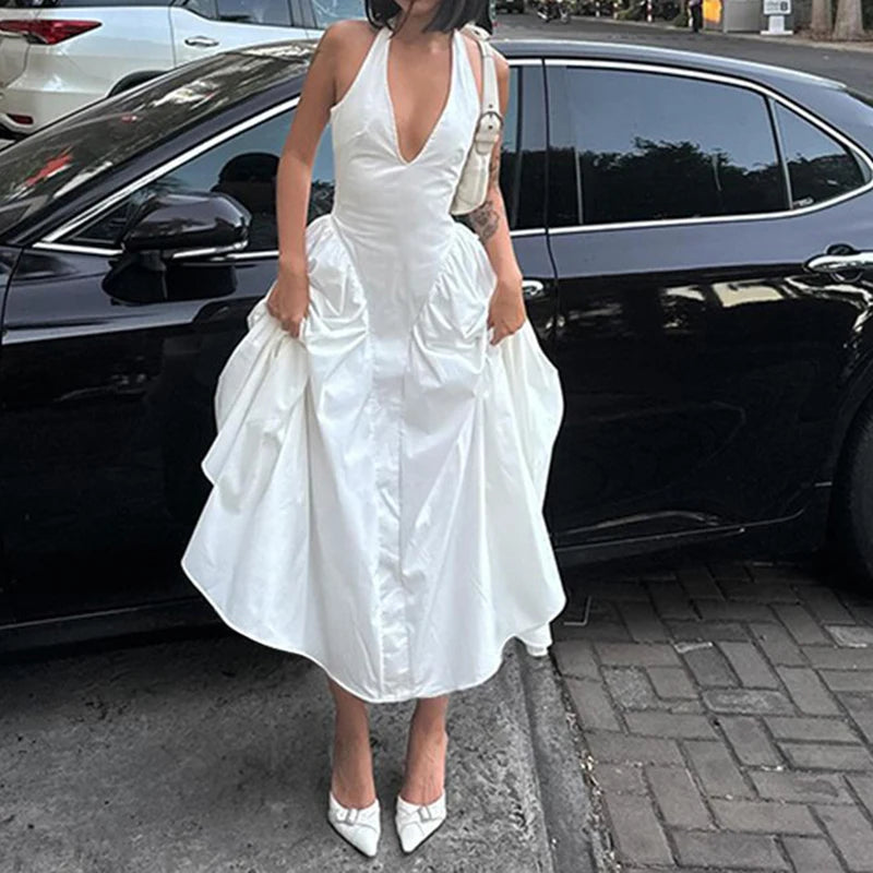 Elegant Backless Puffy Maxi Dress for Women - Image 4