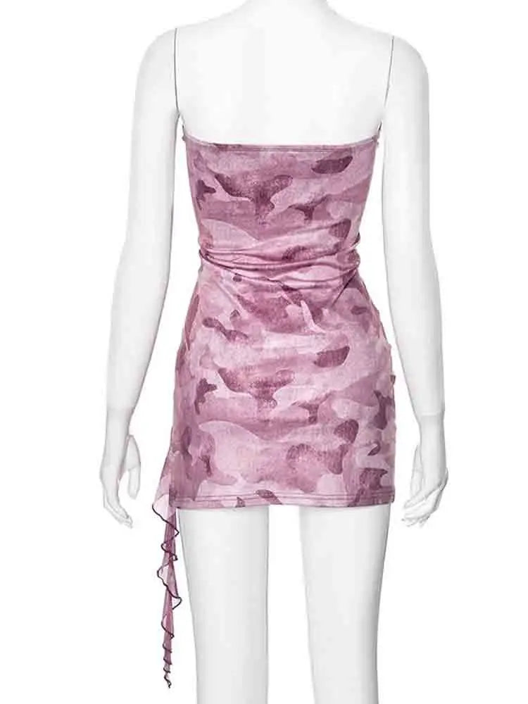Elegant Strapless Print Backless Mini Dress for Summer - Image 6