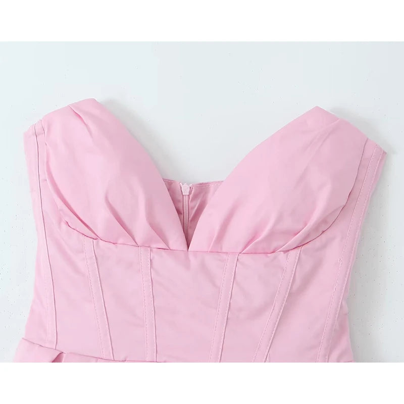 Elegant Pink Strapless Corset Dress for Summer Celebrations - Image 5