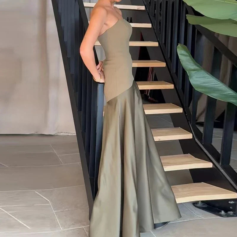 Elegant Strapless High Waist Off-Shoulder Evening Dress - Image 4