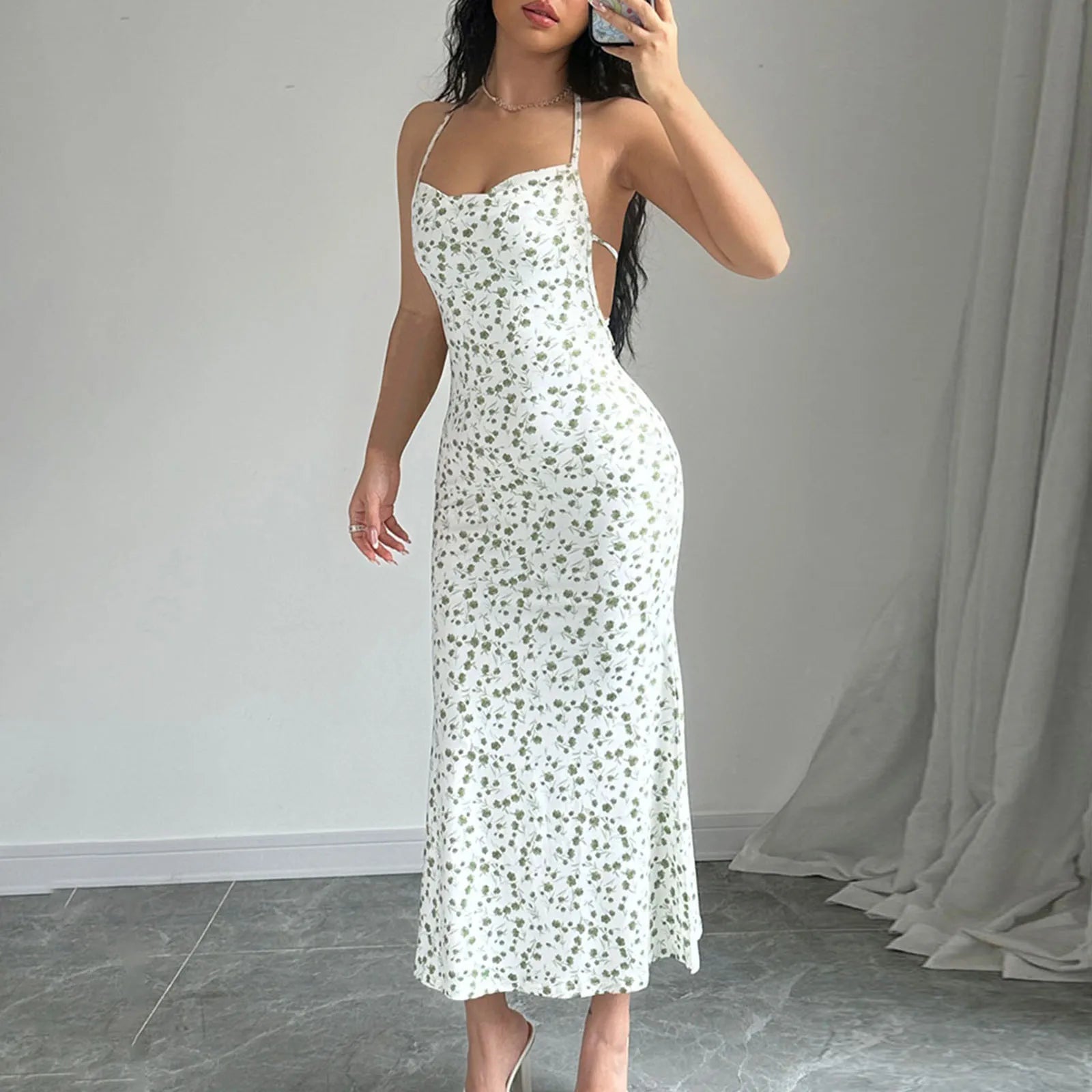 Floral Halter Neck Summer Dress for Beach Parties - Image 6