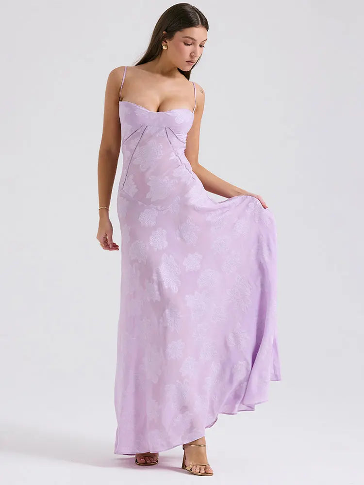 Elegant Backless Maxi Dress for Women - Spaghetti Strap A-line - Image 10