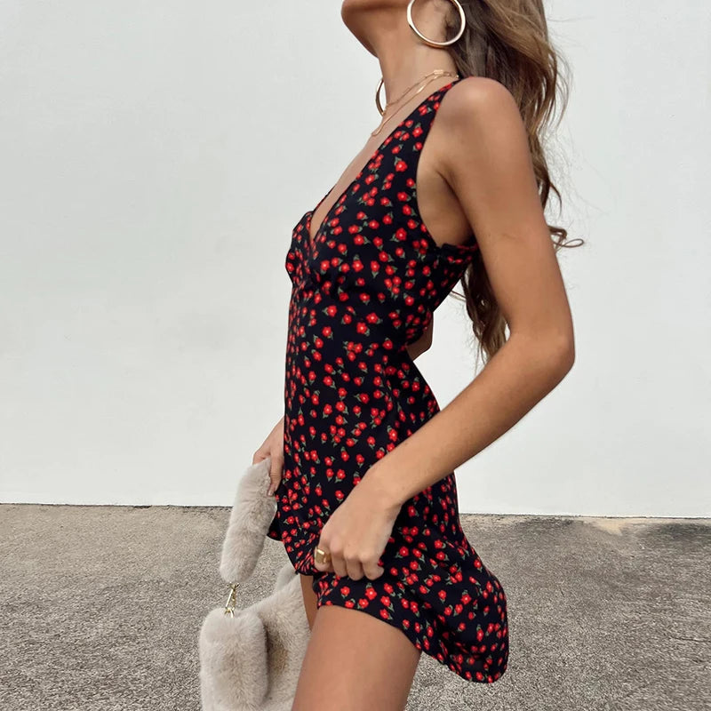Bohemian Floral Mini Dress - Vintage Sleeveless Bodycon Chic - Image 6