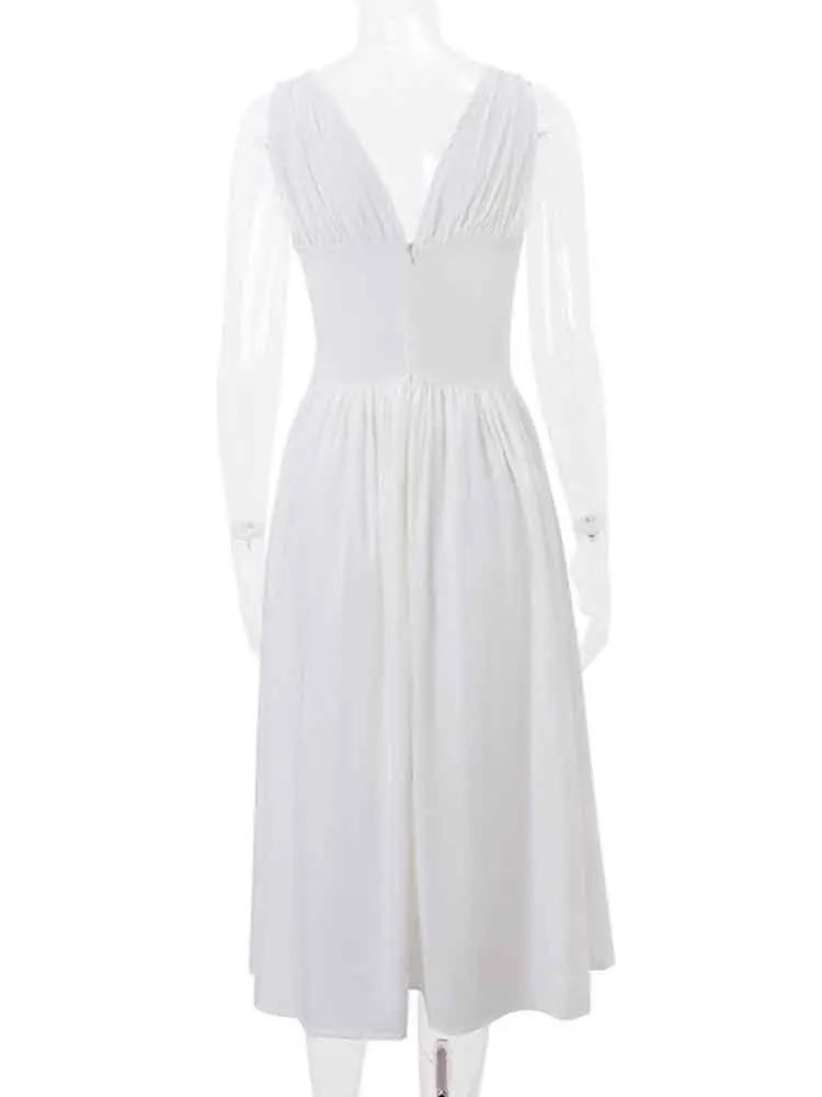 Elegant Pink Pleated Backless Bodycon Maxi Dress for Summer - Image 10