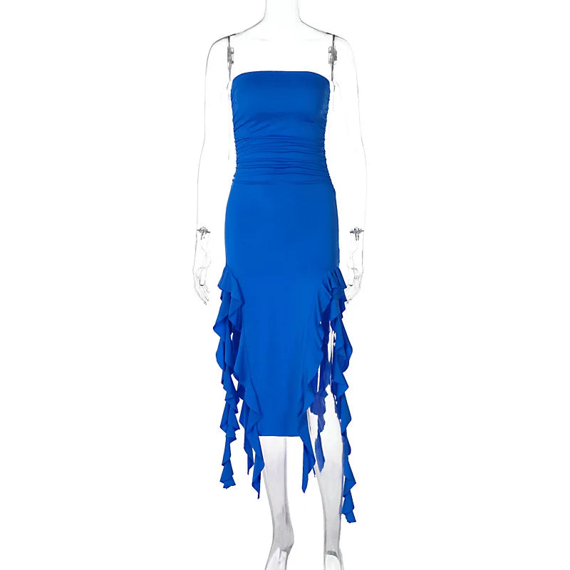 Elegant Slim Party Dress with Ruffles and Off-Shoulder Style - Image 10