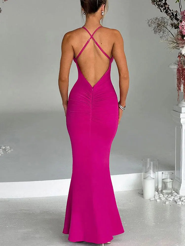 Backless Ruffled Bodycon Maxi Dress for Parties - Image 3