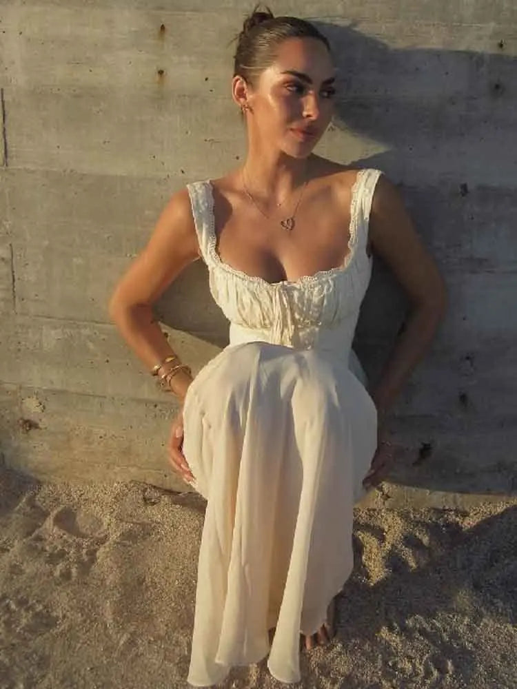 Elegant White Lace Backless Two-Piece Evening Set for Women - Image 4