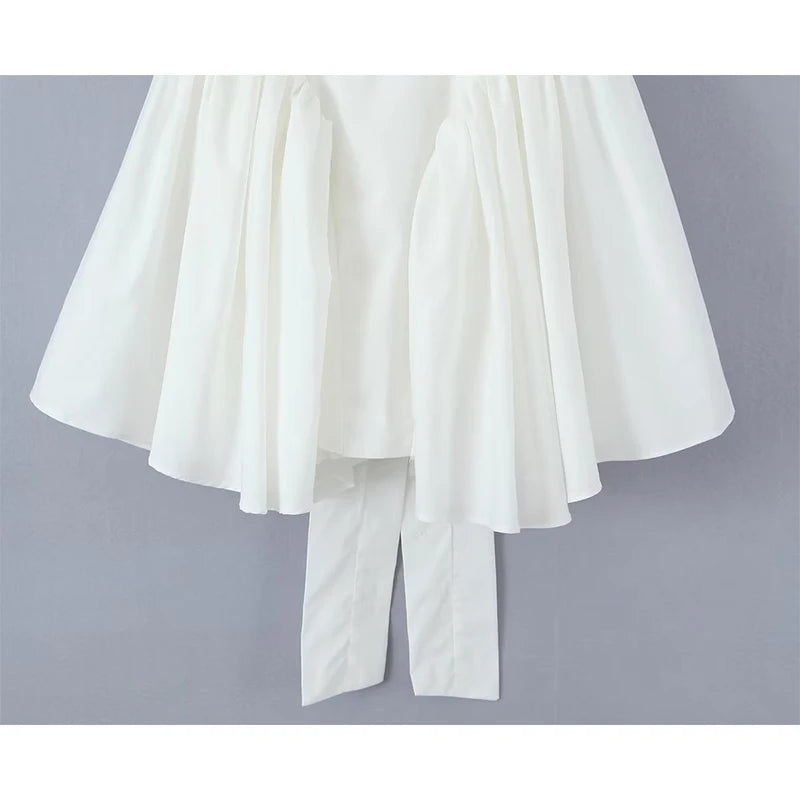 Sexy Backless White Summer Mini Dress with Irregular Bow - Image 6