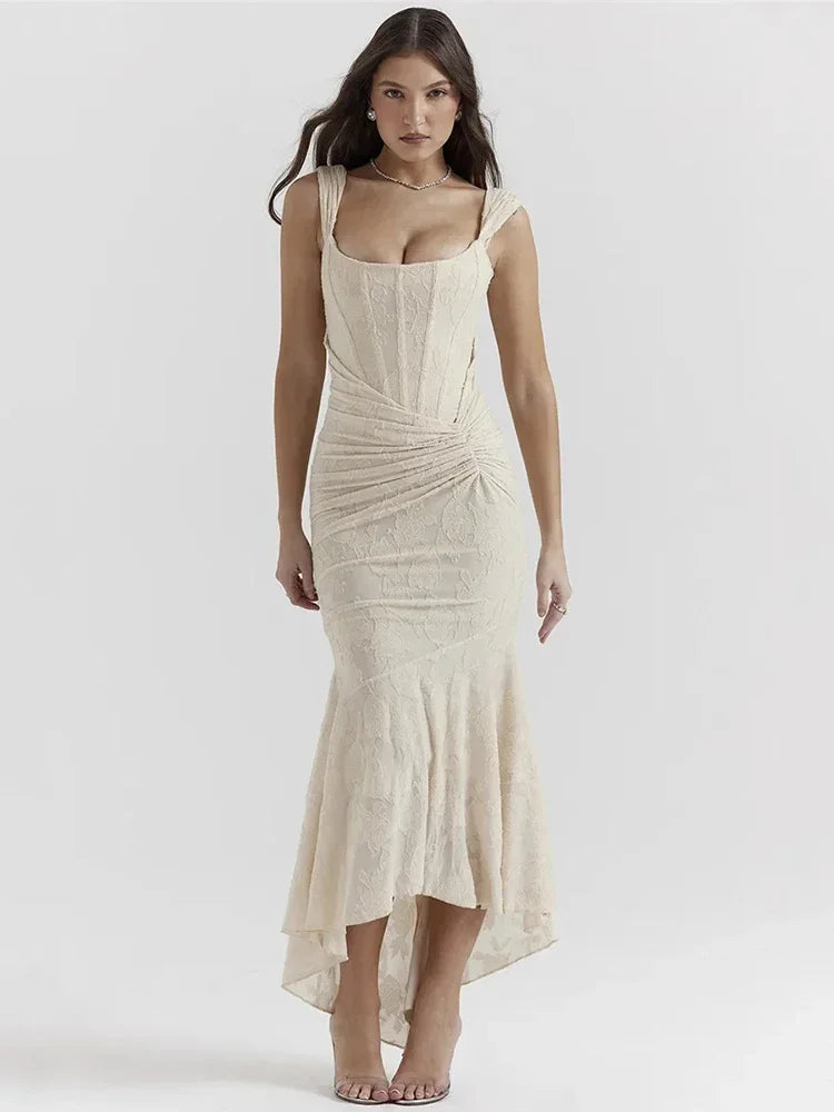 Elegant Off-Shoulder Backless Pleated Maxi Dress for Parties - Image 4