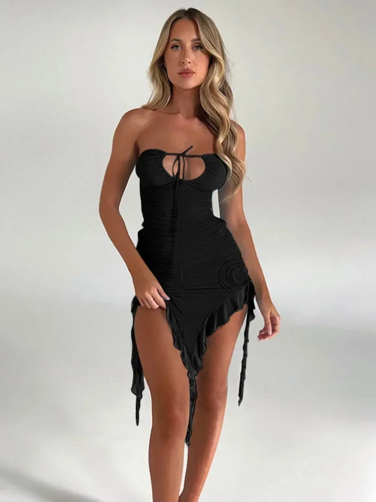 Summer Ruffle Mini Dress: Off-Shoulder & Lace-Up Style - Image 6
