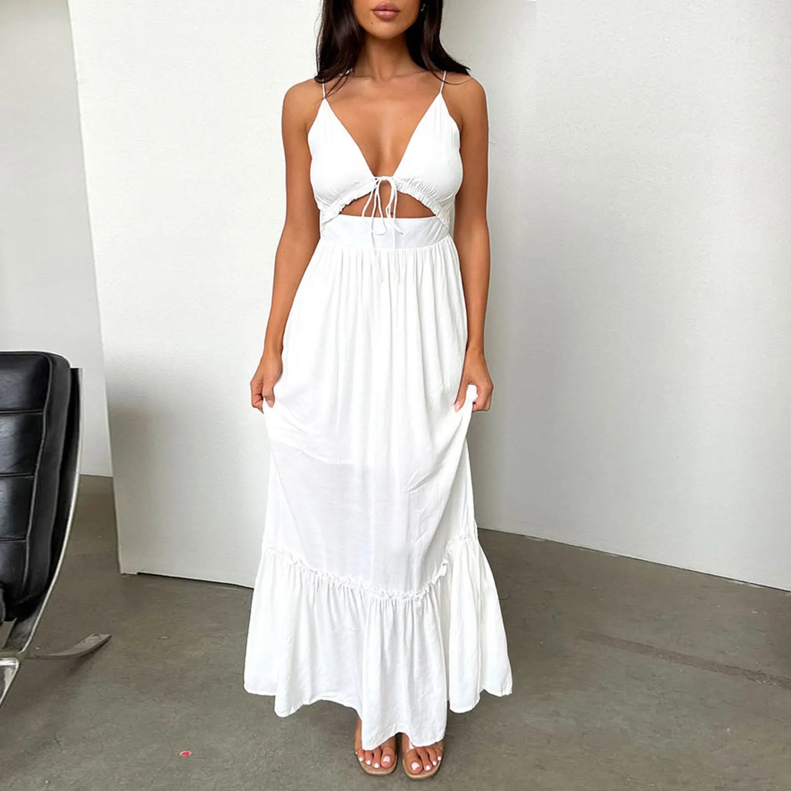 Women's Summer Cutout Sleeveless Spaghetti Strap Dress - Image 4