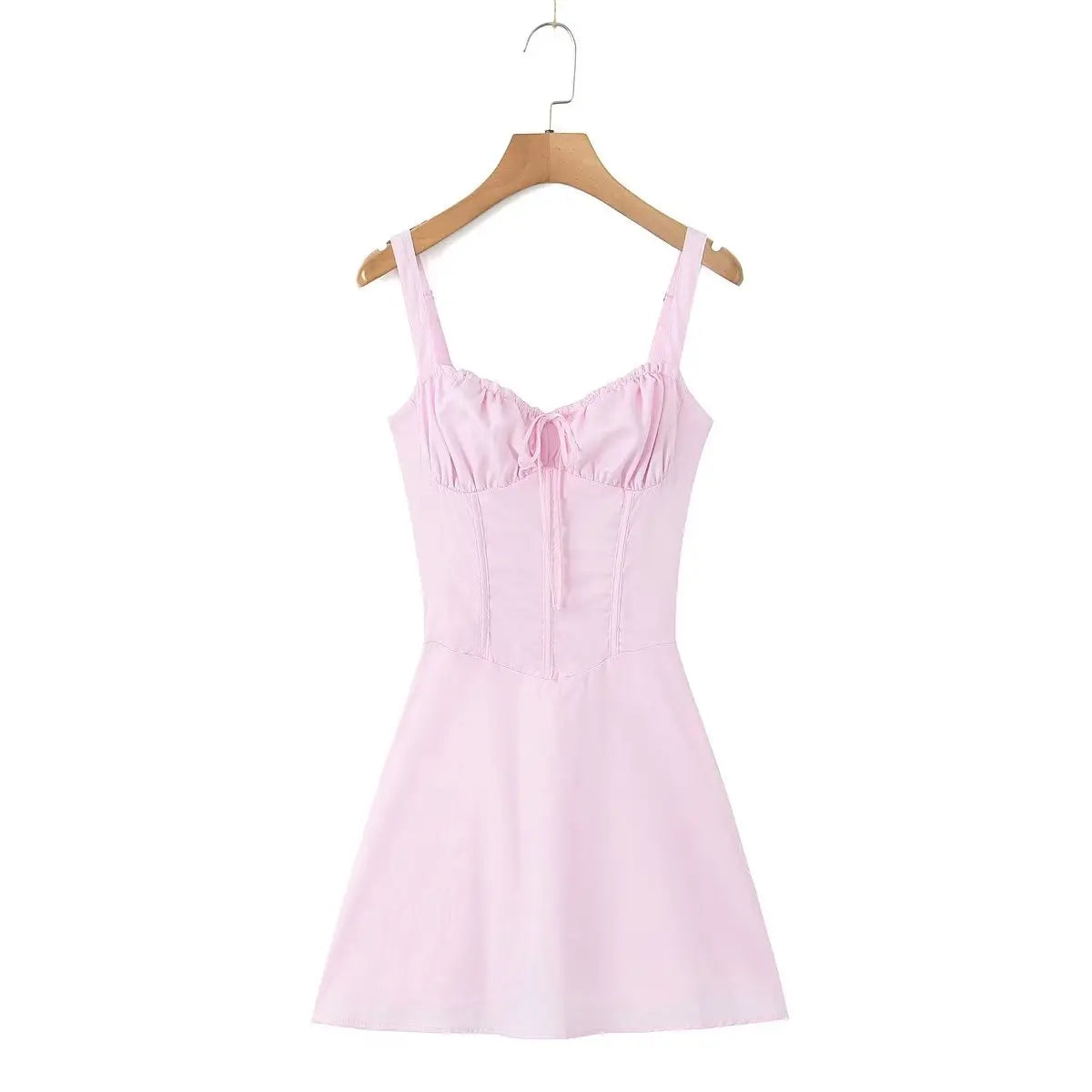 Women's Pink Back Lacing Mini Dress for Summer Parties - Image 9