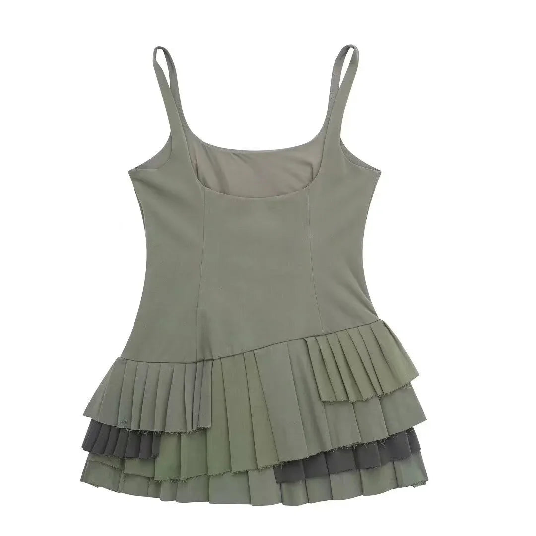 Elegant Green Slip Dress - Square Collar Sleeveless Mini for Women - Image 5