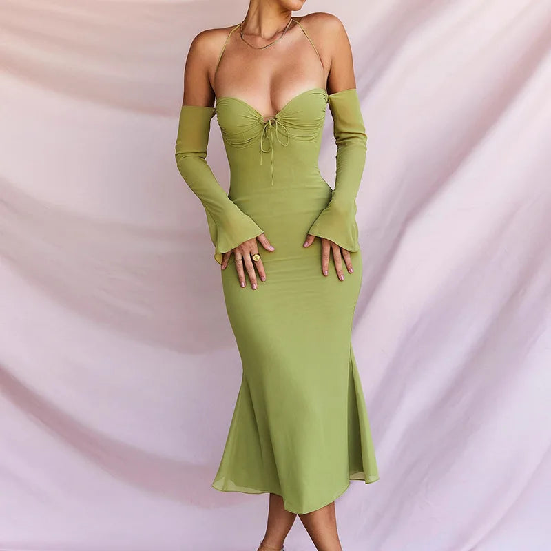 Chic Backless Lace-Up Midi Dress for Parties - Image 3