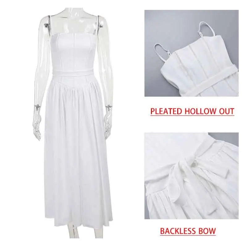 Elegant White Backless Ruffle Maxi Dress for Women - Image 5