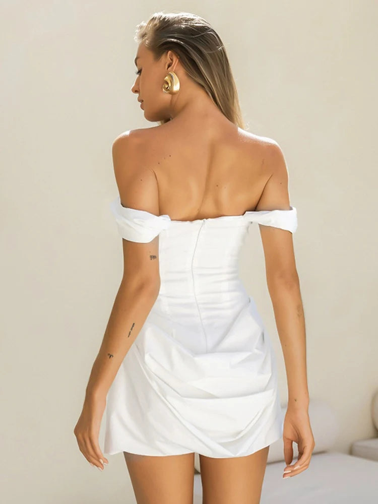 Elegant Strapless Backless Pleated Mini Party Dress for Women - Image 3