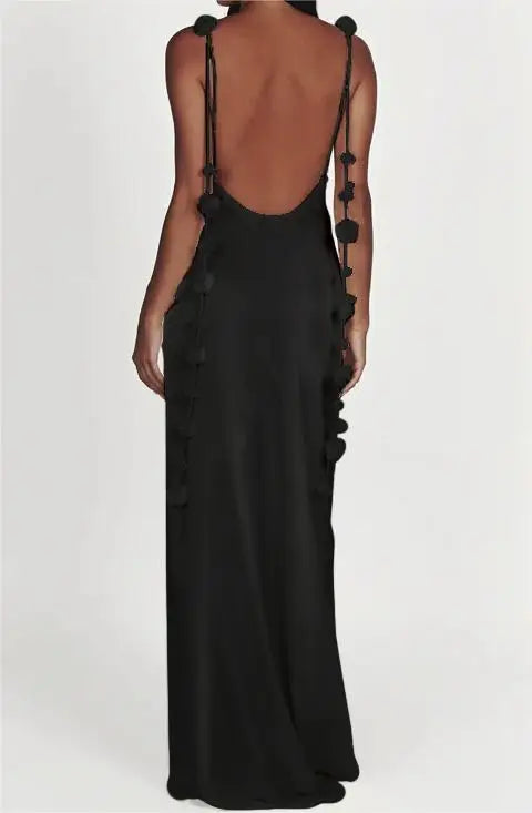 Elegant Sleeveless Bodycon Dress with Floral Tassels for Summer Parties - Image 8