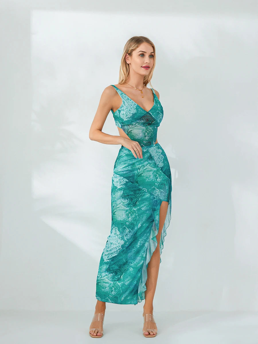 Chic Floral Off-Shoulder Top and Long Skirt Set - Image 6