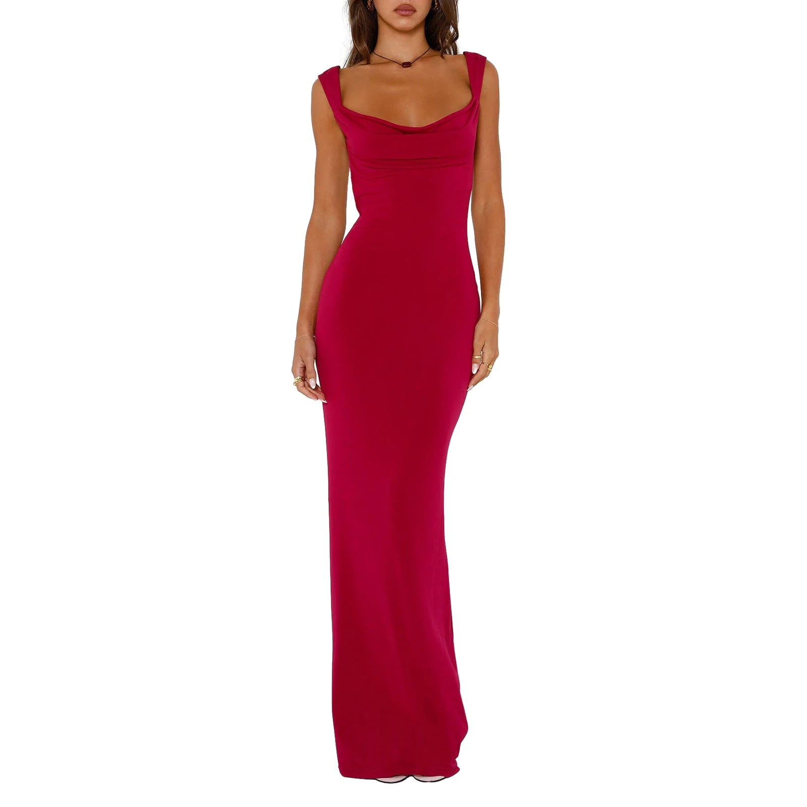 Elegant Sleeveless Satin Bodycon Maxi Dress for Summer Events - Image 5