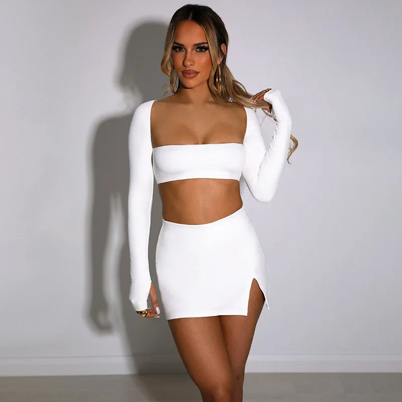 Autumn-Winter Women's Tie Blouse & Skirt Set - Image 3
