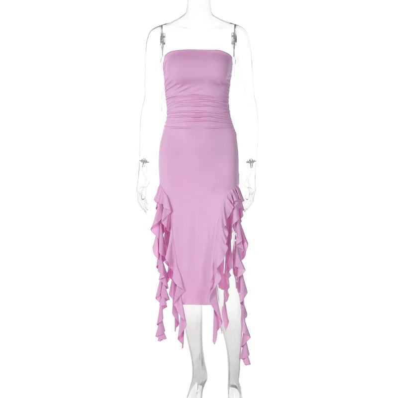Elegant Slim Party Dress with Ruffles and Off-Shoulder Style - Image 17