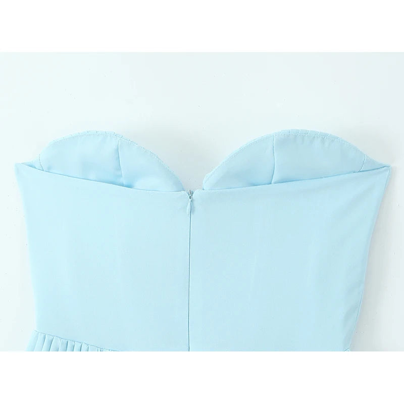 Elegant Blue Low Waist Strapless Maxi Dress for Parties - Image 7