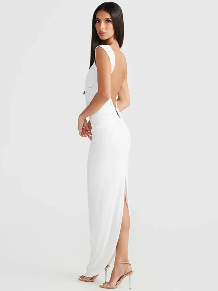 Chic Backless Low Cut Sleeveless Maxi Dress for Women - Image 4