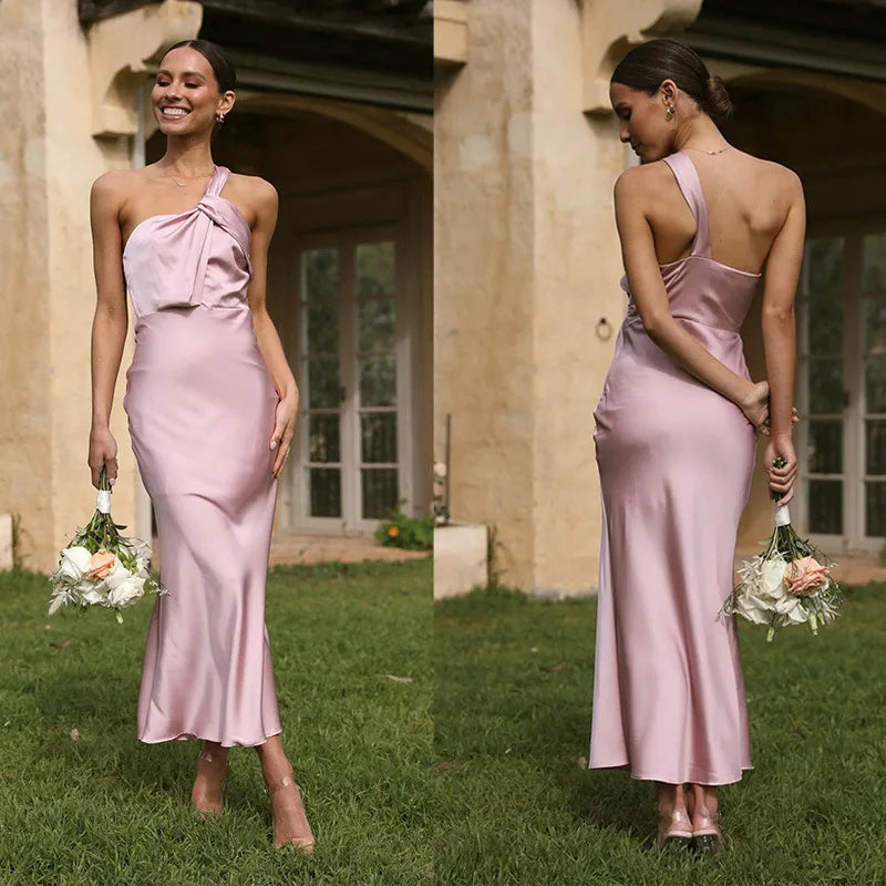 Elegant Off-Shoulder Satin Bodycon Party Dress for Women - Image 6