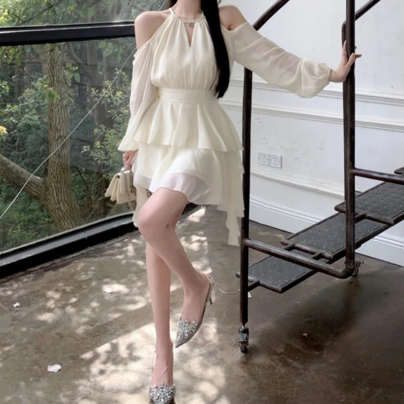 Elegant Fairycore Chiffon Mini Dress for Summer Style - Image 3