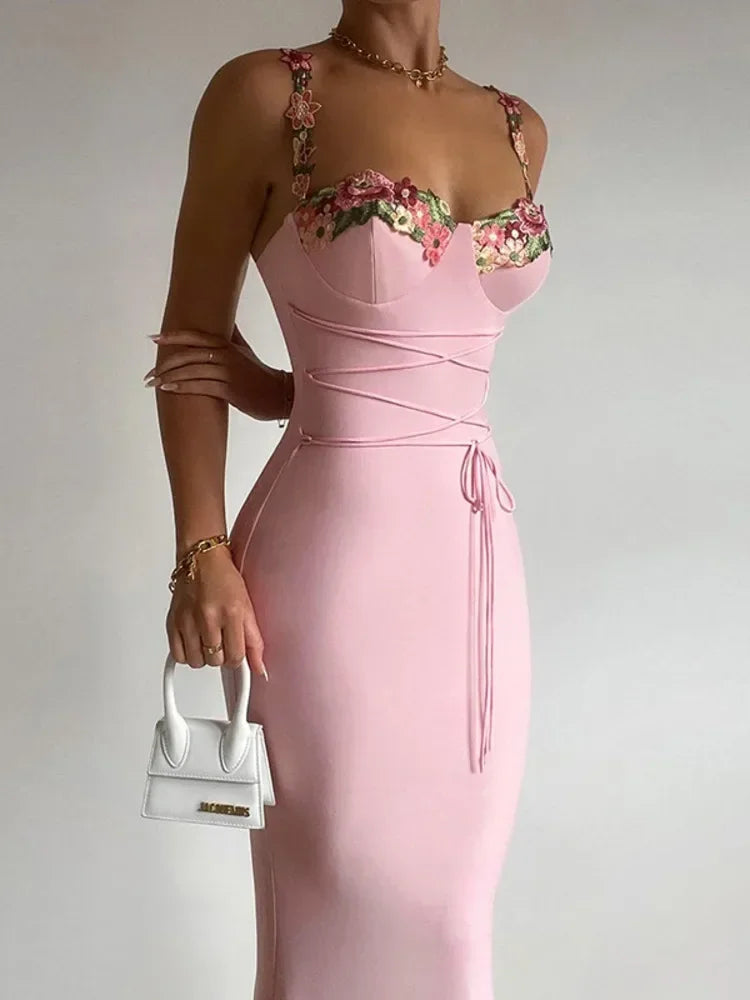 Elegant Print Patchwork Maxi Dress with Spaghetti Straps