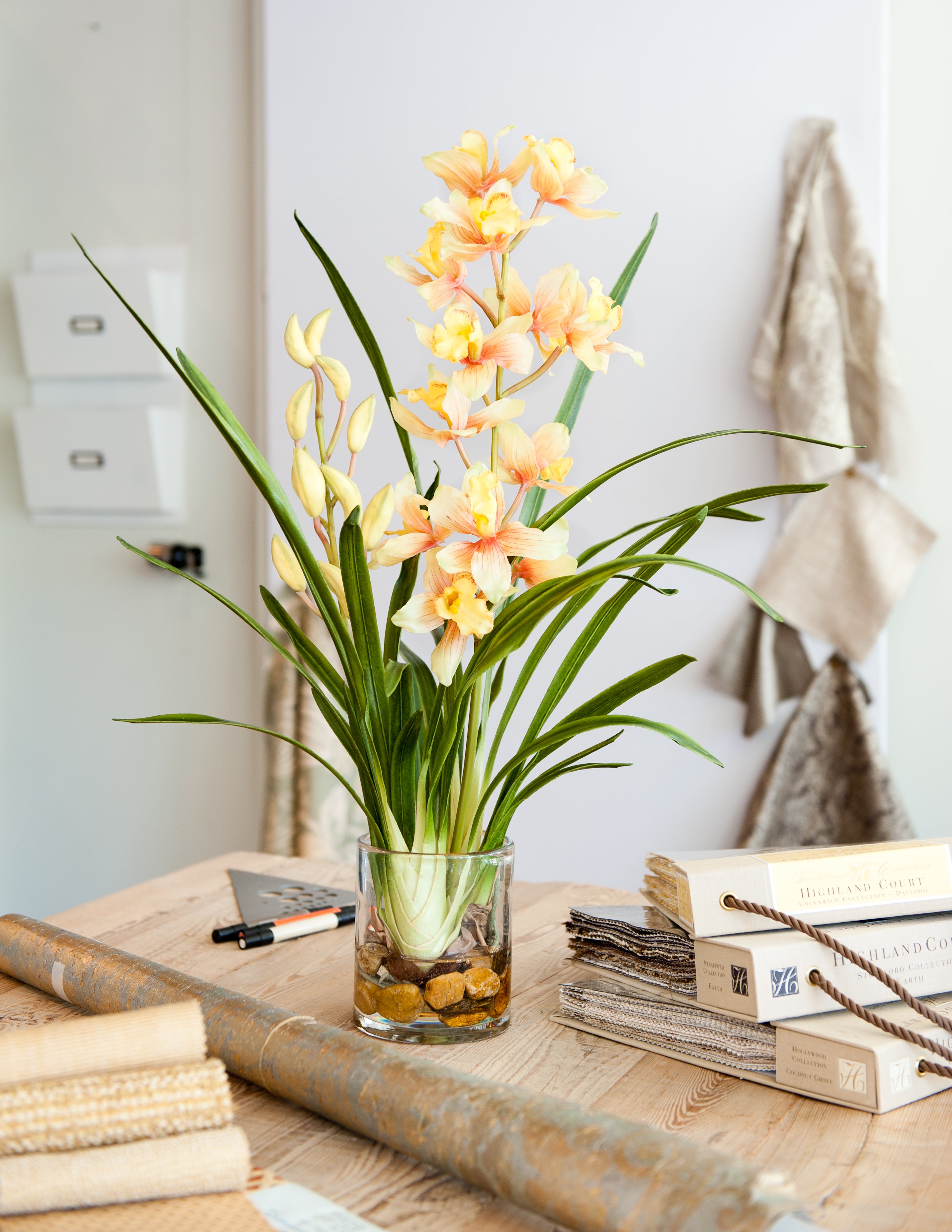 Cymbidium Orchid in Glass Yellow New Growth Designs