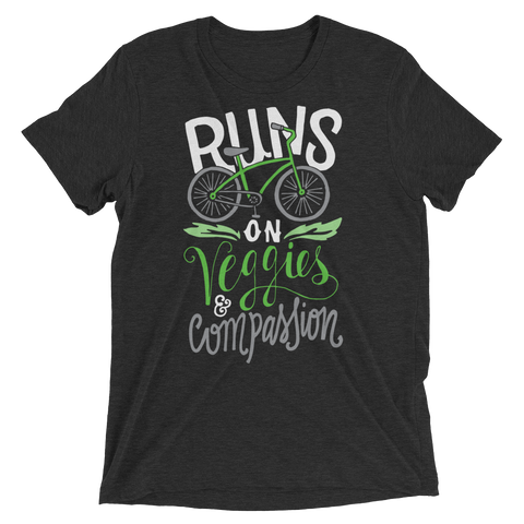 Runs on veggies and compassion t-shirt by The Dharma Store