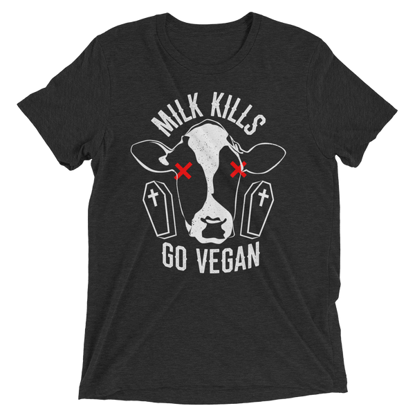 Milk Kills - Go Vegan - Funny Vegan T-Shirt by The Dharma Store