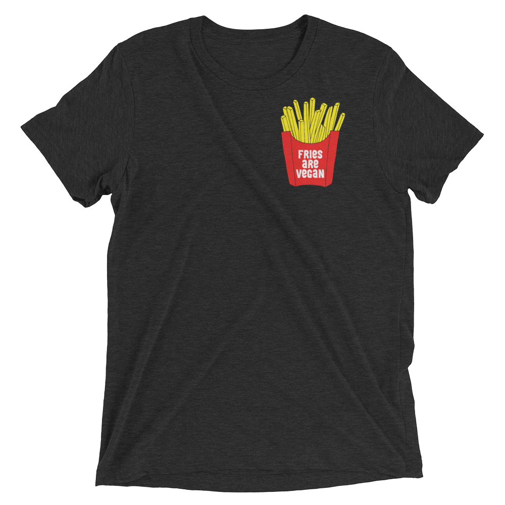 Vegan T-Shirt - Fries Are Vegan - Charcoal Black